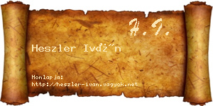 Heszler Iván névjegykártya
